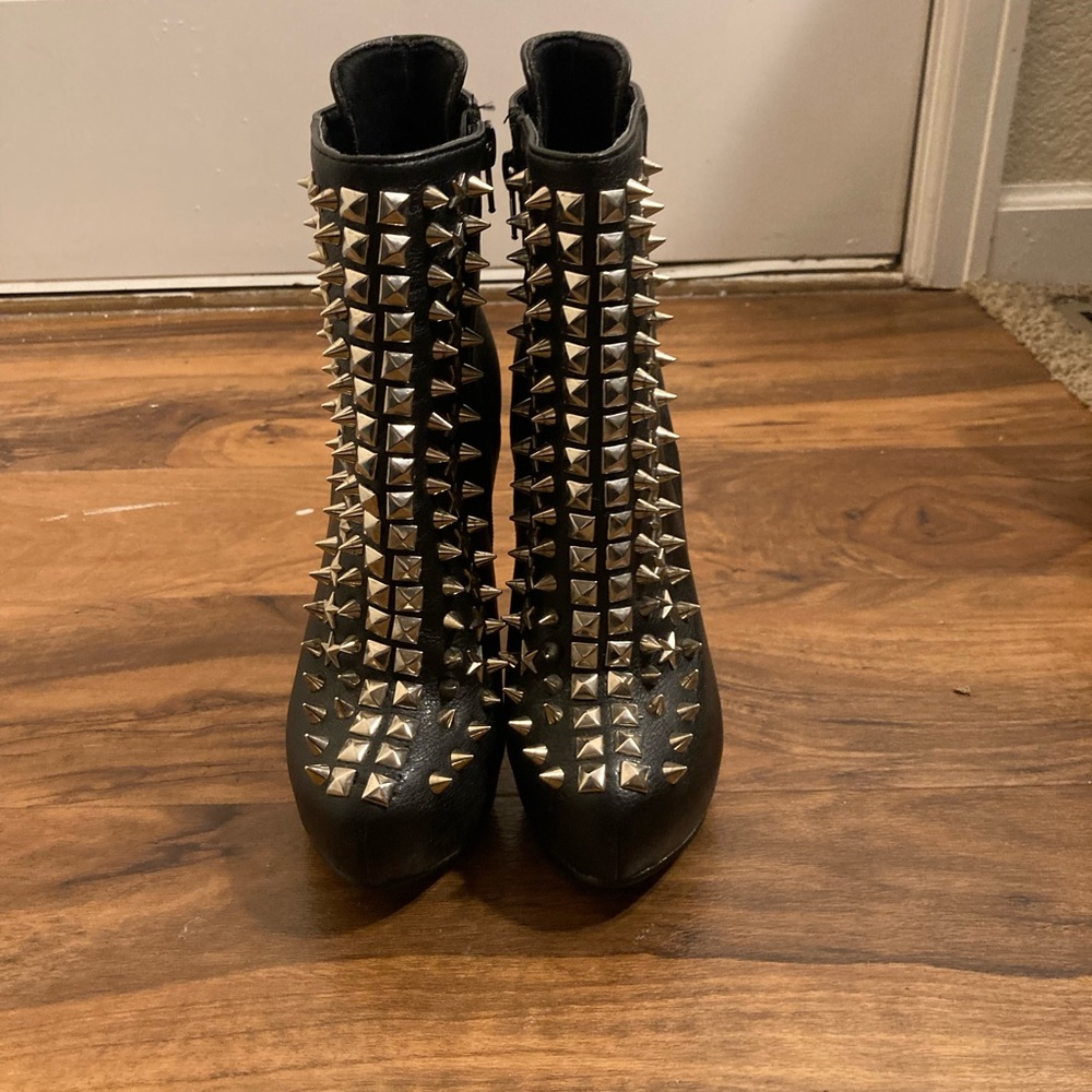 Pink Duchess spiked ankle boots